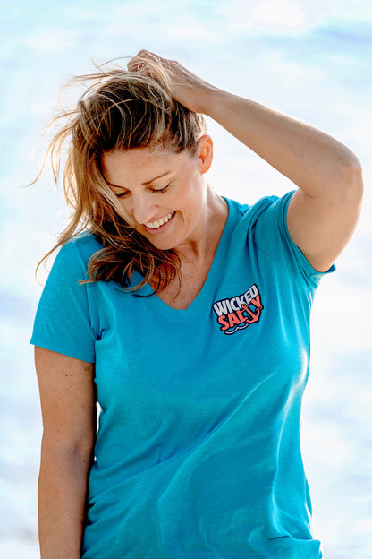 Wicked Salty Anchor V-Neck Tee
